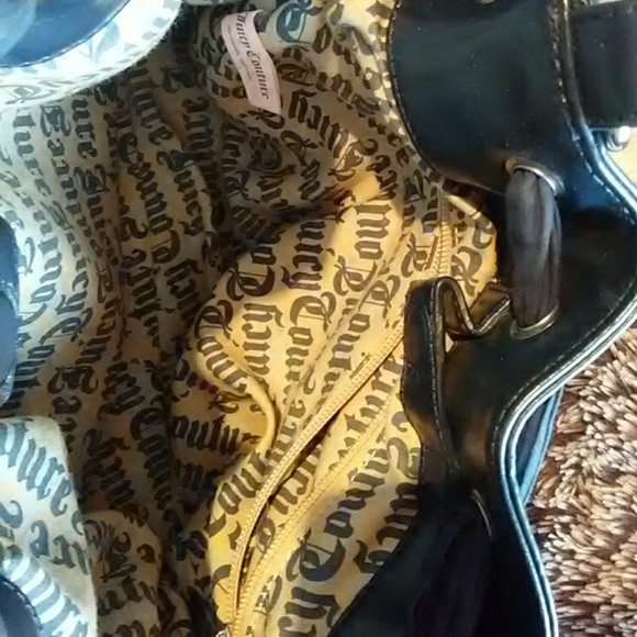 Juicy Couture Purse-Velvet Blue w/ Pink & White Pr - Picture 5 of 6